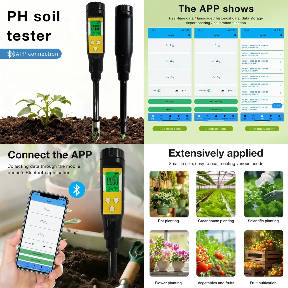 Plant Pot - เครื่องวัดค่า pH ดินอัจฉริยะ WAP01 สำหรับวัดความแม่นยำสูง ค่าความร้อนและความเป็นกรด