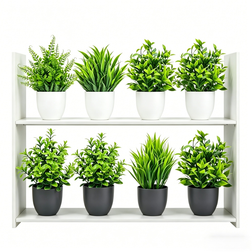 Snake Plant - ชุดต้นไม้ประดิษฐ์ขนาดเล็ก 4 ชิ้น/ชุด ตกแต่งภายในและภายนอกอาคาร ต้นบอนไซสีเขียว สำหรับตกแต่งบ้าน
