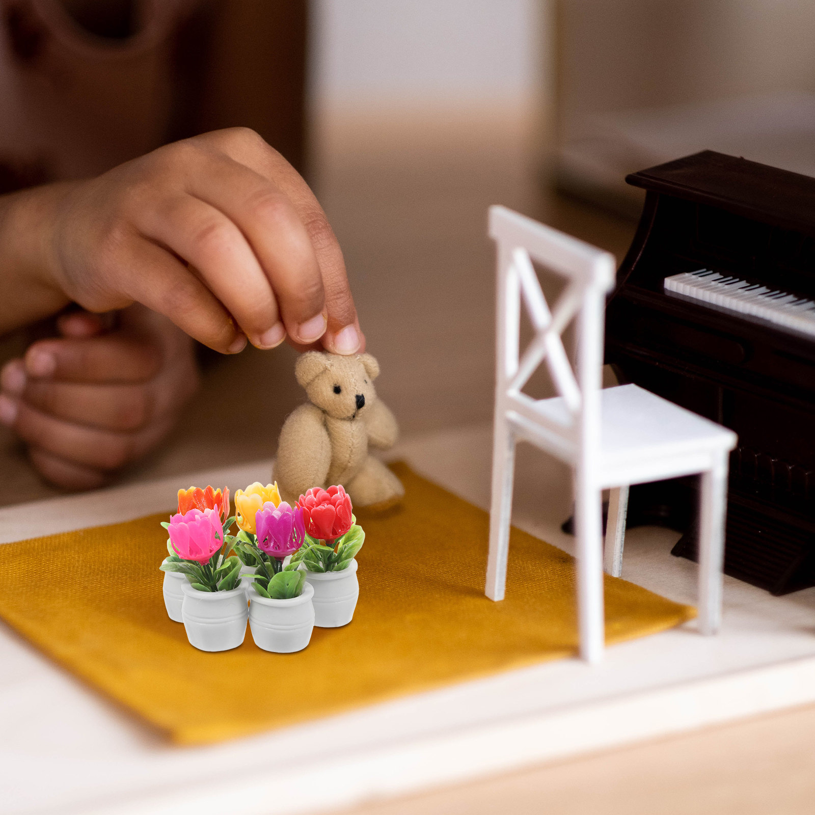 Plant Pot - 5 ชิ้น ไม้อวบน้ำประดิษฐ์ทรงบอนไซ สมจริงสูง ต้นไม้กระถางจิ๋ว สำหรับสวนเทพนิยาย